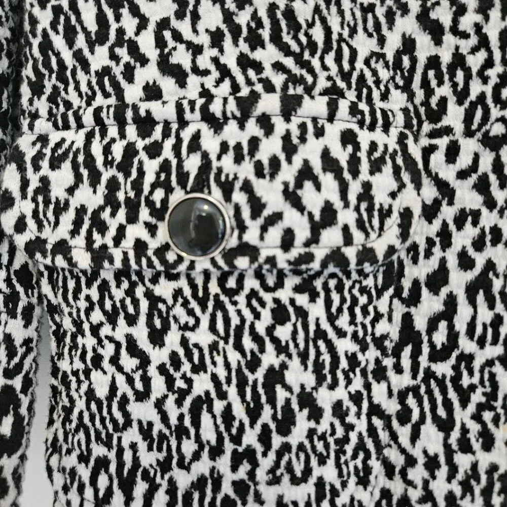 Charter Club Gray Leopard Animal Print Women's Jacket Petite Small w/Buttons